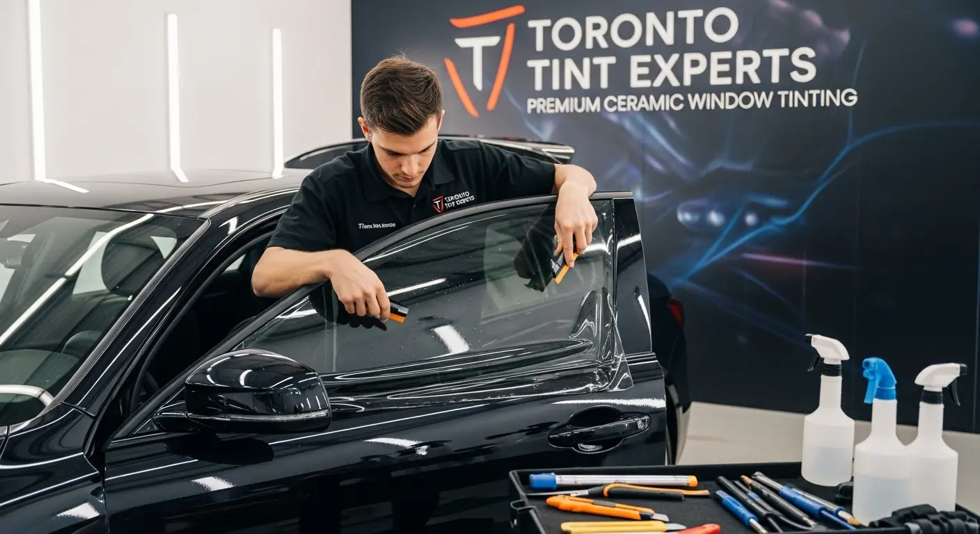 Sports car ceramic window tinting in Downtown Toronto Canada